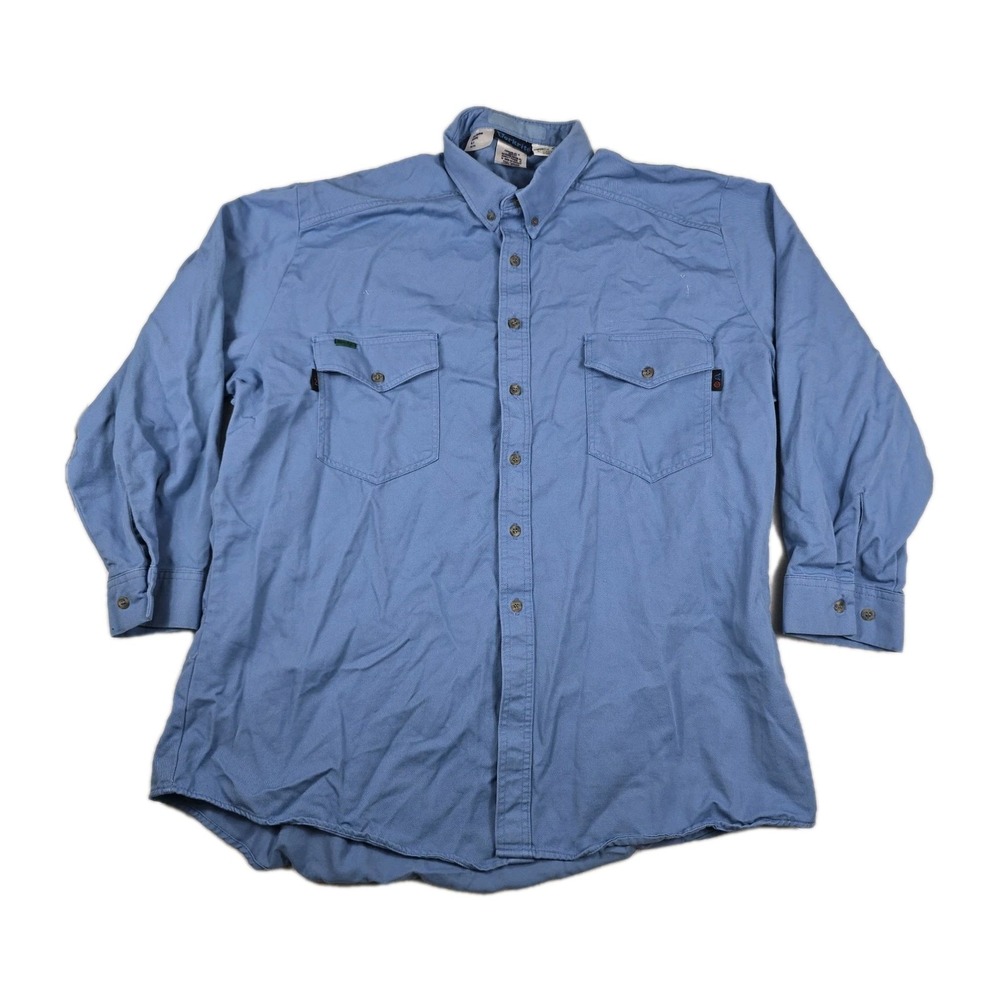 Workrite‎ FR Shirt 54R XXL Blue Flame Resistant Indura Ultra Soft Workwear USA